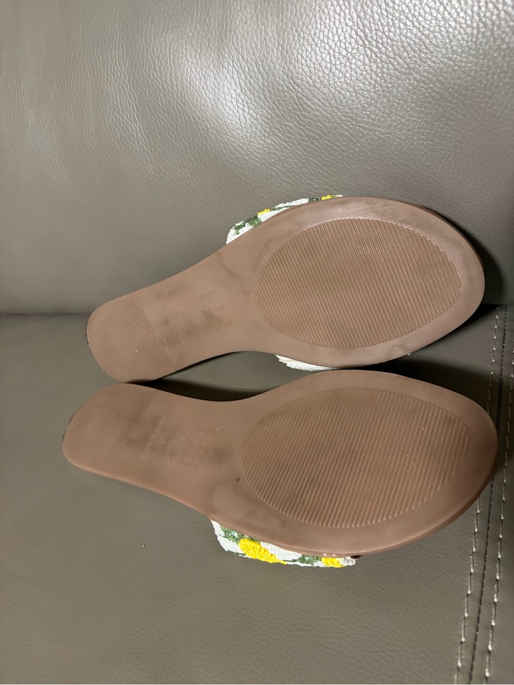 Haute Hippie Yellow lemons Beaded Slide Sandals - Women's - Picture 6 of 7